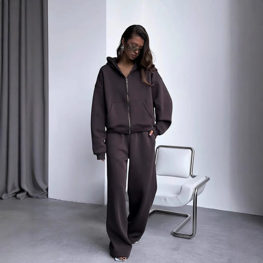Damen Oversized Kapuzenjacke und Sweathose Set Shop Nory
