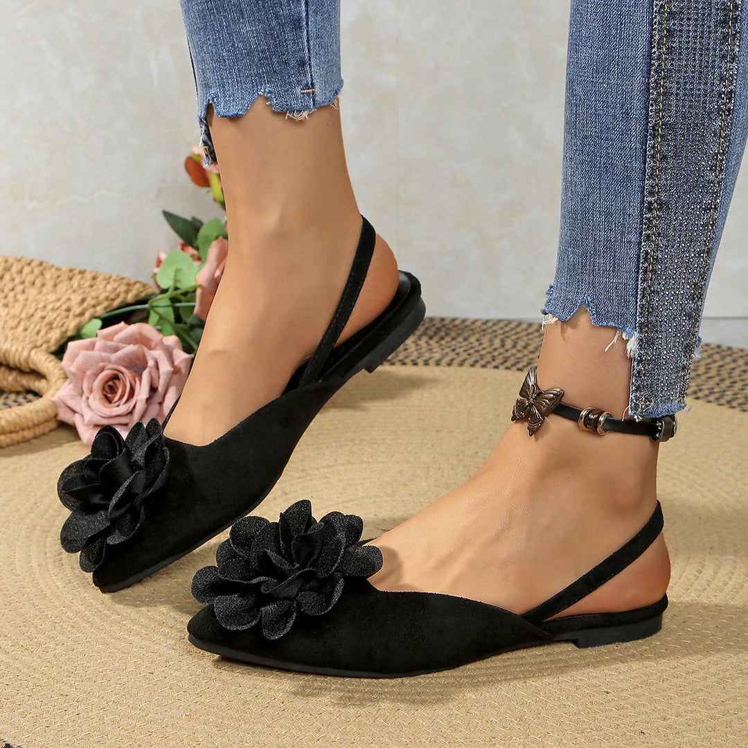 Damen Slingback-Mules mit spitzer Zehenpartie und großer Blumenapplikation Shop Nory