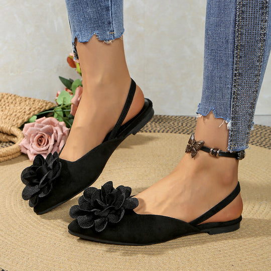 Damen Slingback-Mules mit spitzer Zehenpartie und großer Blumenapplikation Shop Nory