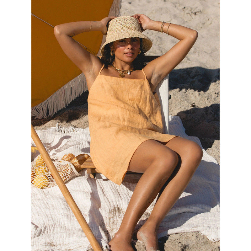 Damen Leichtes Sommerkleid mit Spaghetti-Trägern und fließendem Schnitt