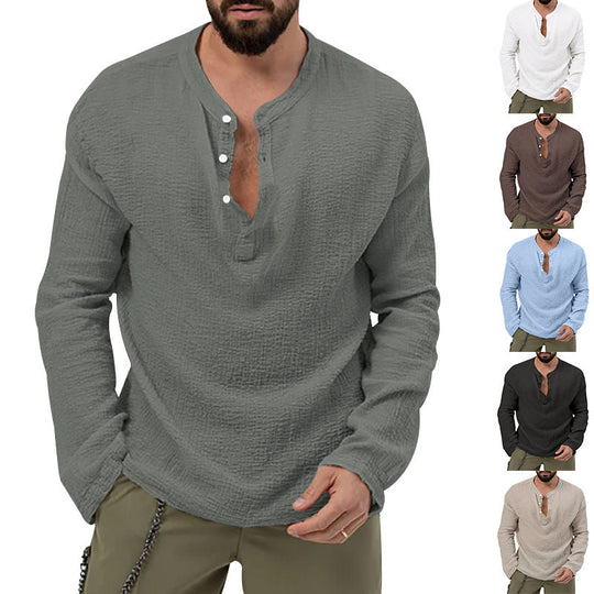 Herren Langarmshirt mit Knopfleiste Shopnory
