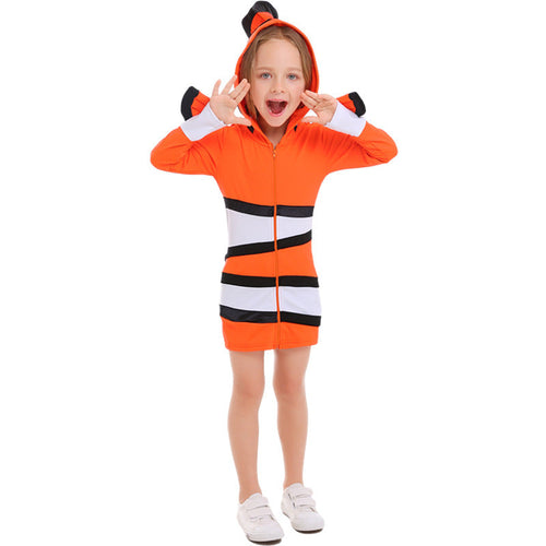 Damen Tierkostüm im Clownfisch-Design mit Kapuze und bunten Akzenten Shop Nory