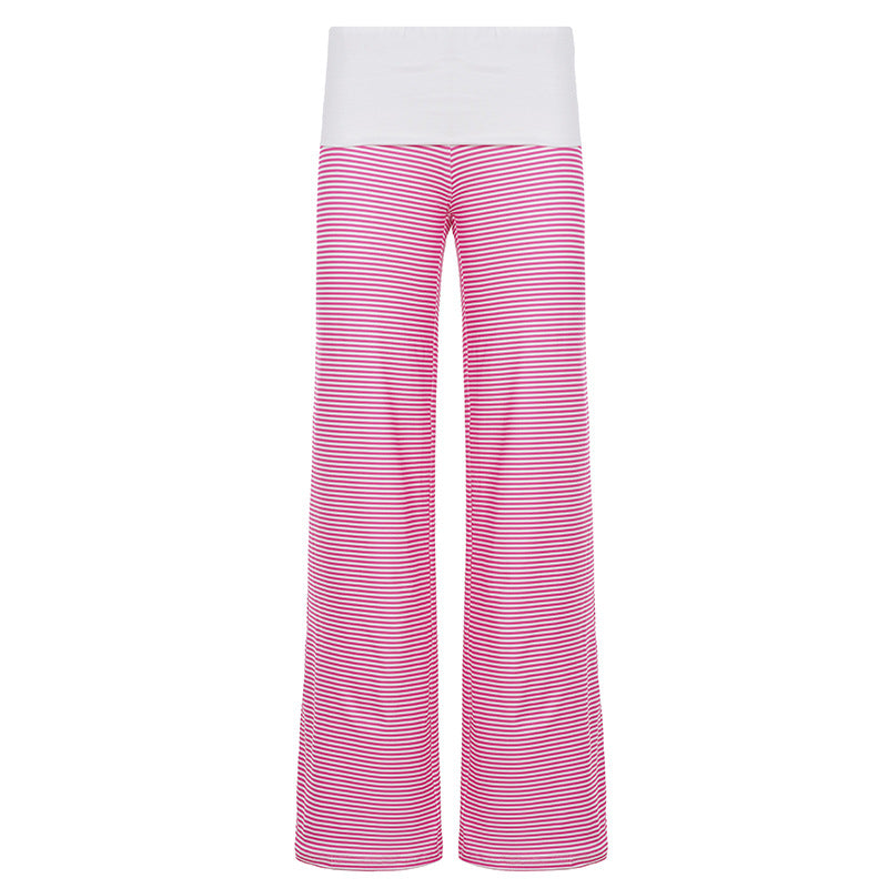 Damen nan Loungehose mit hohem Umschlagbund weitem Bein und feinem Streifenmuster Shop Nory