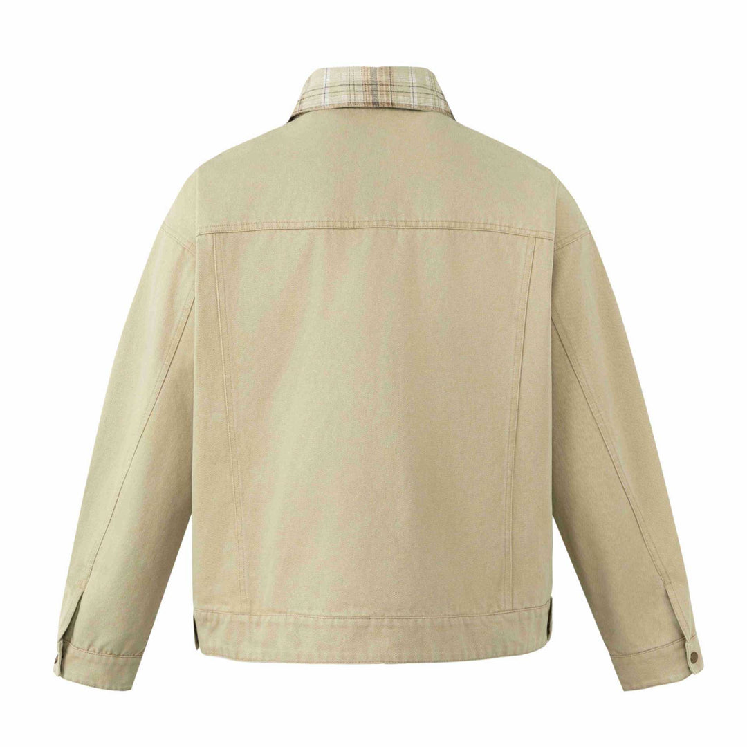 Herren Kurz geschnittener Canvas-Workwear-Blouson mit Karokragen und Zip-Brusttasche Shop Nory