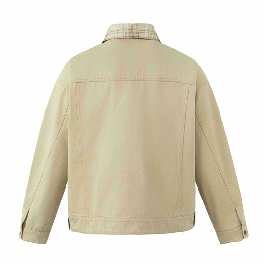 Herren Kurz geschnittener Canvas-Workwear-Blouson mit Karokragen und Zip-Brusttasche Shop Nory