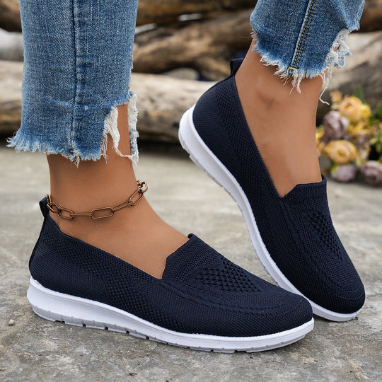 Damen Atmungsaktive Slip-On Freizeitschuhe mit komfortablem Absatz