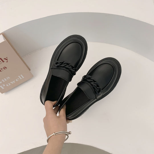 Damen Modische Slip-On-Loafer mit dicker Profilsohle und Kettenapplikation Shop Nory