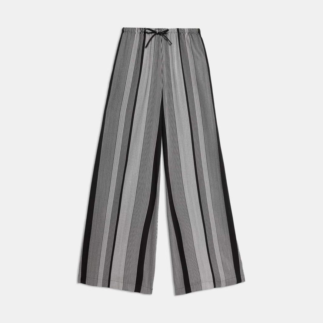 Damen Weite Palazzo-Hose mit Gummibund, Tunnelzug und vertikalem Streifenmuster Shop Nory