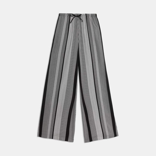 Damen Weite Palazzo-Hose mit Gummibund, Tunnelzug und vertikalem Streifenmuster Shop Nory