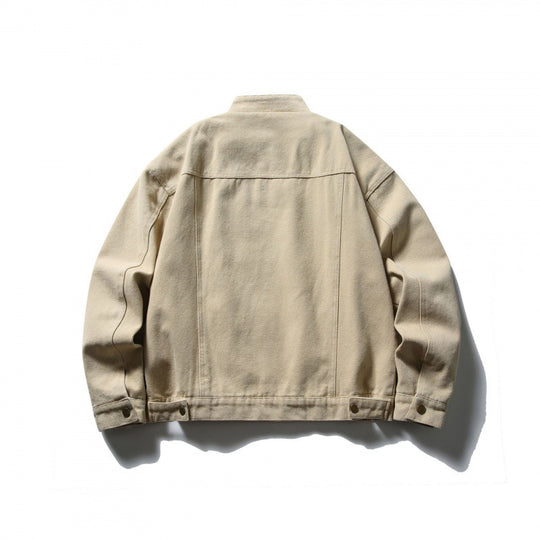 Herren Boxy Canvas-Jacke mit Stehkragen, Reißverschluss und Nahtpaneelen Shop Nory