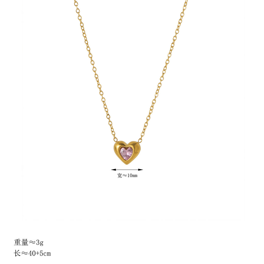 Damen Herz-Anhänger Halskette mit funkelndem Stein Shop Nory
