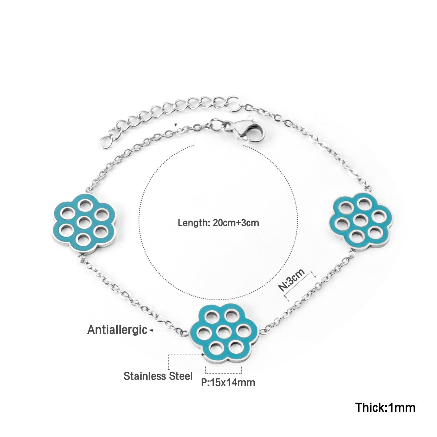 Damen Armband mit floralem Anhänger und funkelnden Akzenten Shop Nory