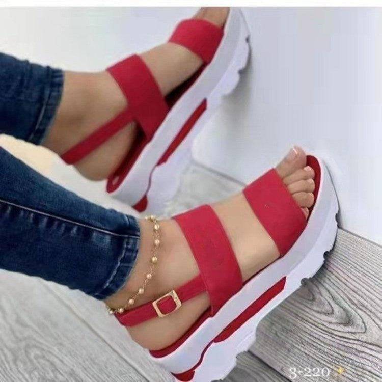 Damen Bequeme Plateau-Sandalen mit verstellbaren Riemen und rutschfester Sohle Shopnory