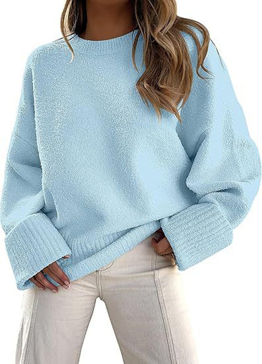 Damen Oversize Bouclé-Strickpullover mit überschnittener Schulter und breiten Bündchen Shop Nory