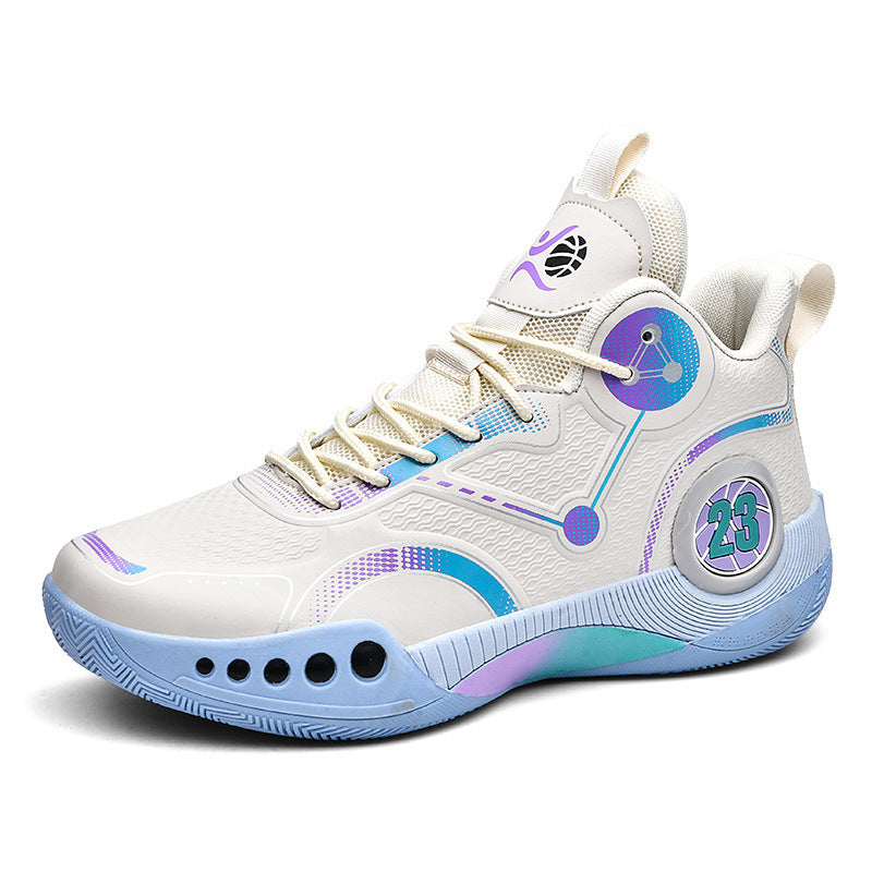 Herren gepolsterter High-Top Basketballschuh mit holografischen Akzenten und griffiger Gummilaufsohle Shop Nory