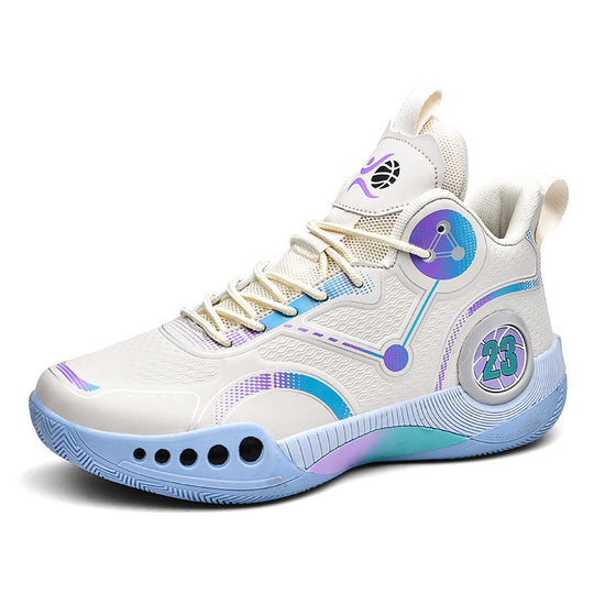 Herren gepolsterter High-Top Basketballschuh mit holografischen Akzenten und griffiger Gummilaufsohle Shop Nory