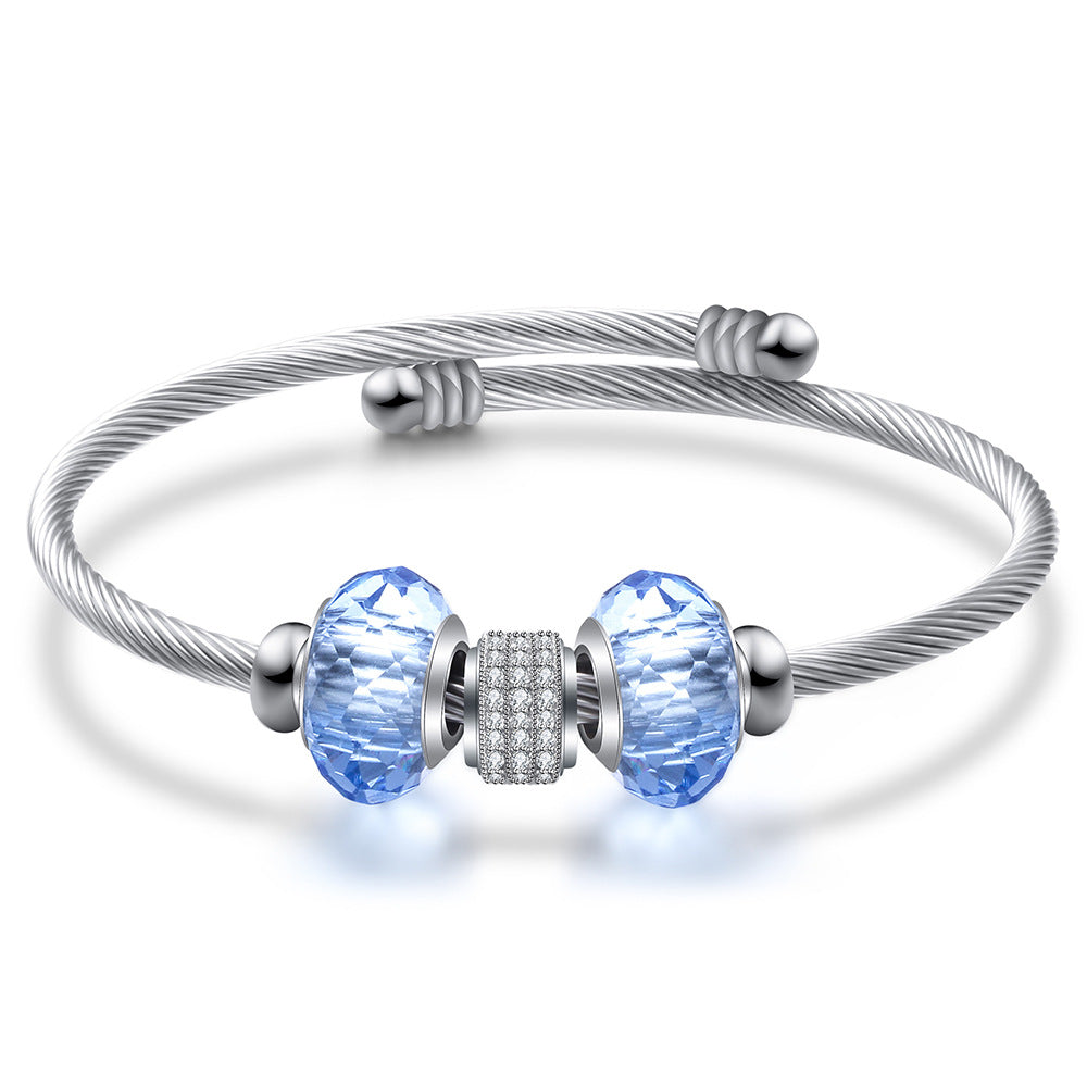 Damen Armband mit funkelnden Zirkonia und eleganten Glasdesign Shop Nory
