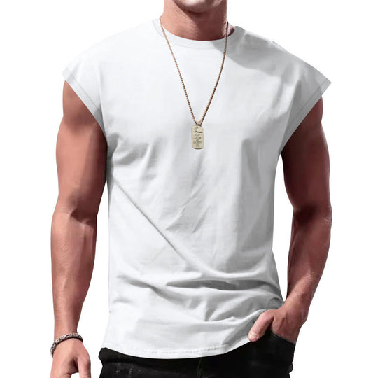 Herren nan lockeres ärmelloses Muskelshirt aus Baumwolljersey mit überschnittener Schulterpartie Shopnory