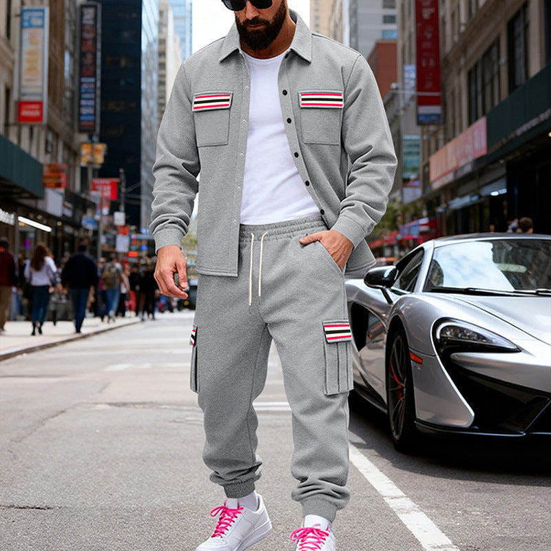 Herren Urbanes zweiteiliges Utility-Joggingset mit Overshirt und Cargo-Hose Shop Nory