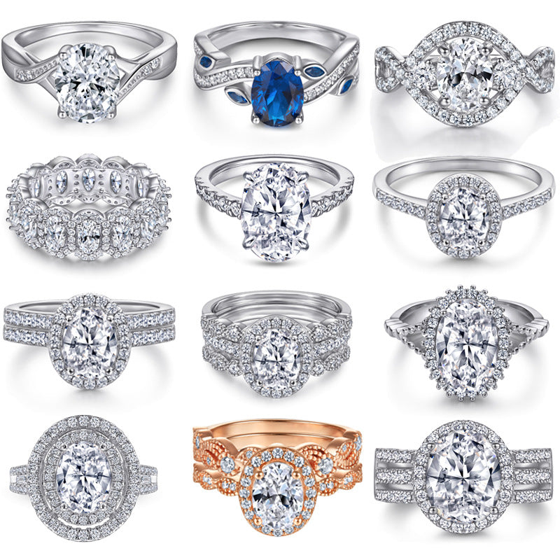 Damen Eleganter und funkelnder Verlobungsring mit ovalem Diamanten Shop Nory