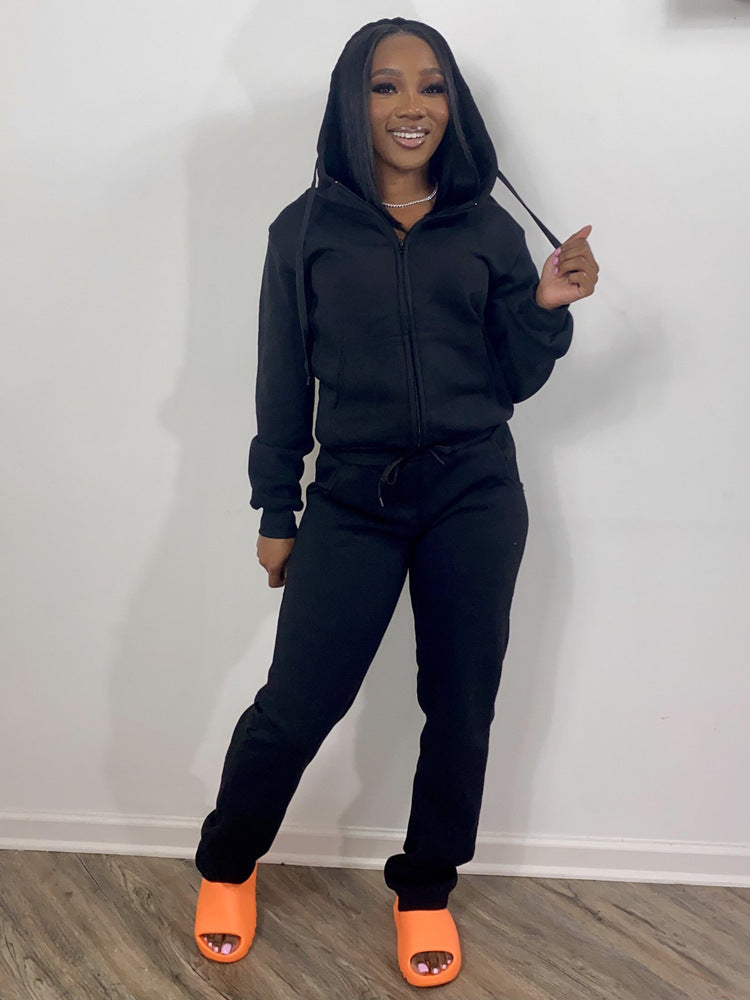 Damen nan Komfort-Zip-Hoodie mit taillenhoher Bootcut-Jogginghose Set Shop Nory