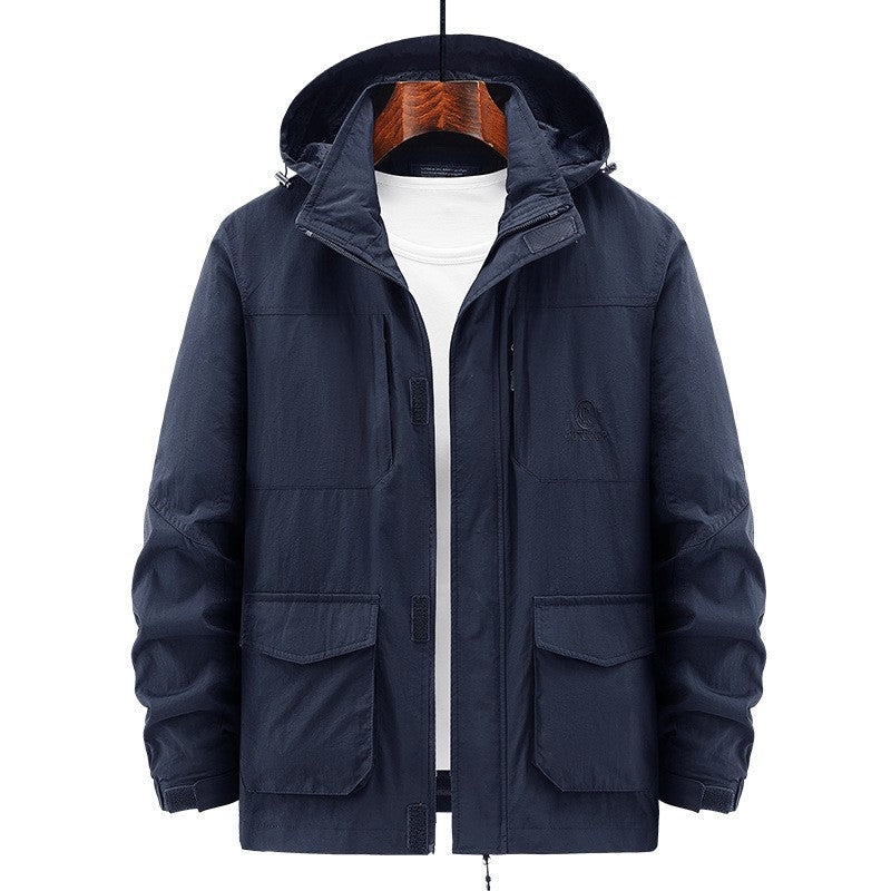 Herren Leichte Utility-Jacke mit Kapuze Shop Nory