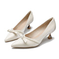 Damen elegante Pumps mit Perlenapplikation und raffinierter Schleife