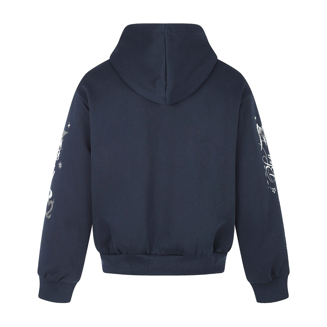 Unisex Bedruckte Kapuzen‑Zipjacke im lässigen Boxy‑Cut mit durchgehendem Reißverschluss Shop Nory