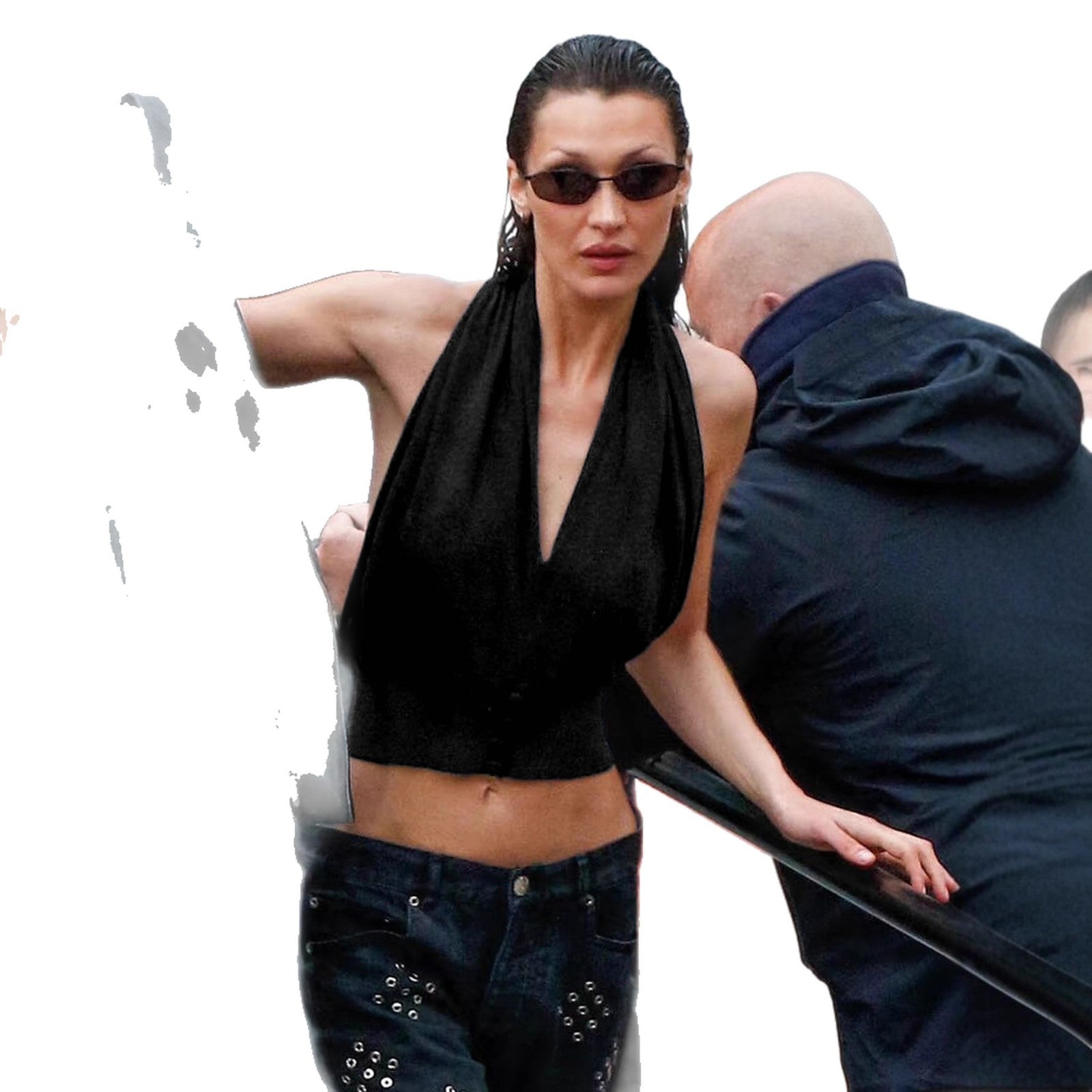Damen Halter-Oberteil mit tiefem V-Ausschnitt und figurformendem Schnitt