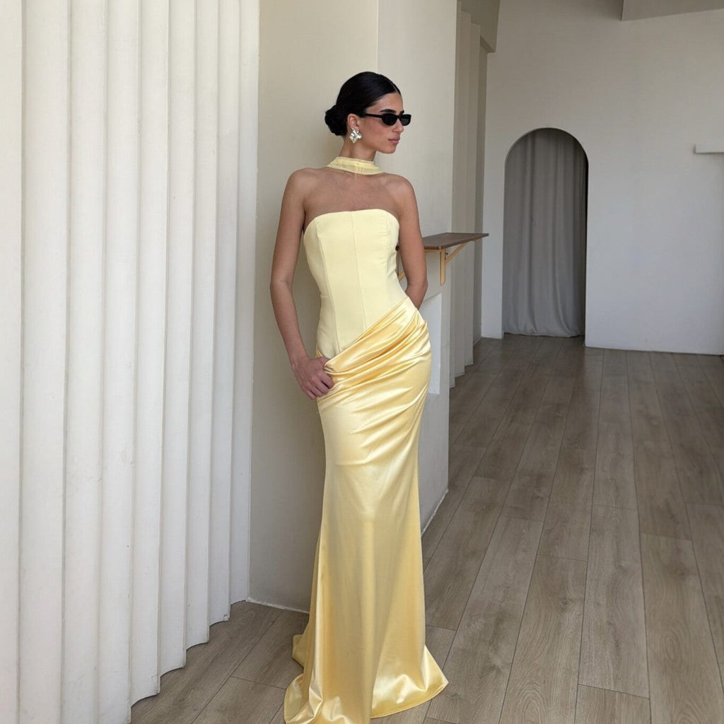 Damen Bodycon Abendkleid mit eleganter Drapierung Shopnory