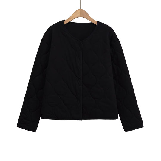 Damen Steppjacke ohne Kragen mit kastiger Silhouette und tonaler Wellensteppung Shop Nory