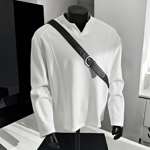 Herren Oversize-Langarmshirt mit V-Notch-Kragen, minimalistischer Schnitt und weichem Baumwollmix Shop Nory