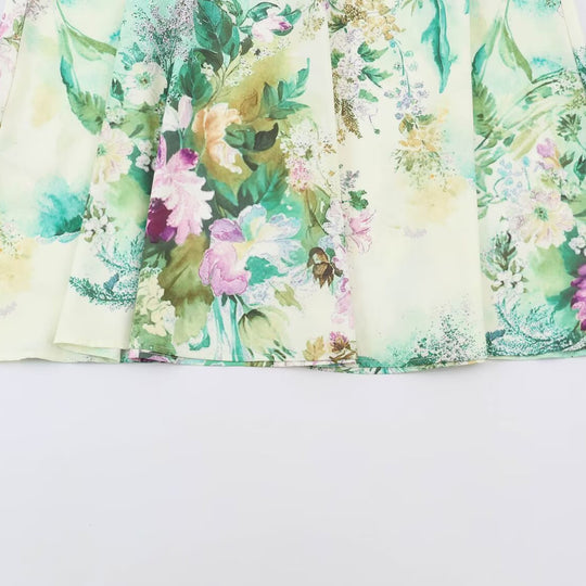 Damen Midikleid mit plissiertem Oberteil, Glockenärmeln und floraler A‑Linie Shop Nory