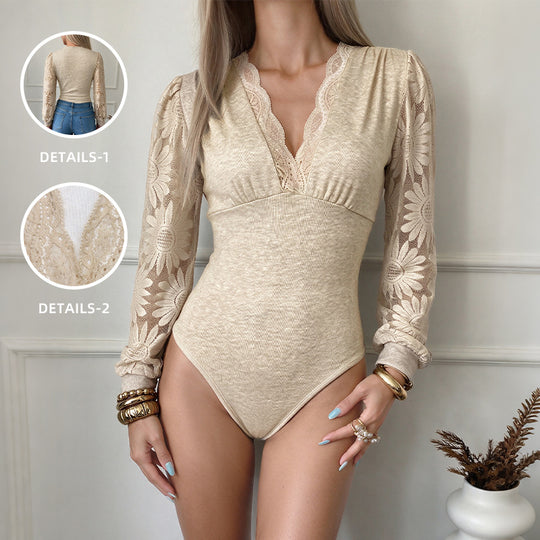 Damen Eleganter Body mit Spitzendetails Shop Nory