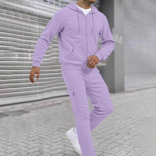 Herren nan athletischer Zip-Sweatset mit Cargo-Jogginghose, ergonomischen Nähten und gerippten Bündchen Shop Nory