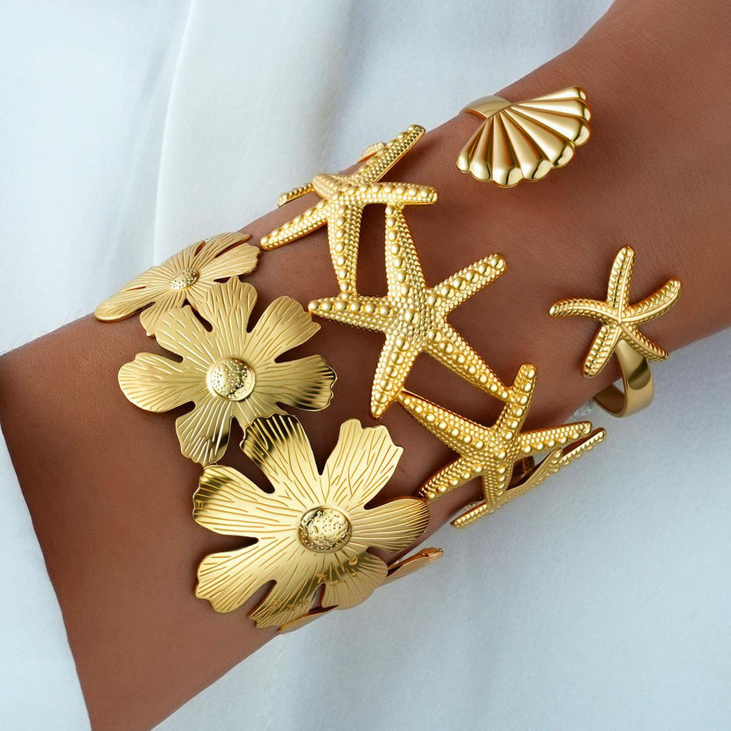 Damen Schmuckarmband-Set mit maritimen Stern- und Blütenmotiven Shop Nory