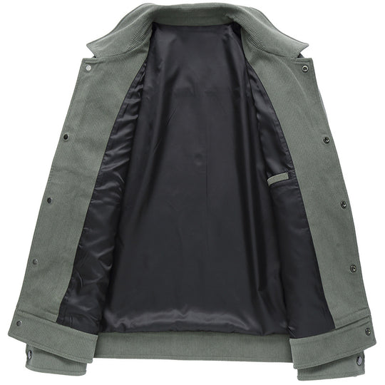 Herren Cordjacke mit Utility-Taschen und Druckknopfverschluss Shop Nory
