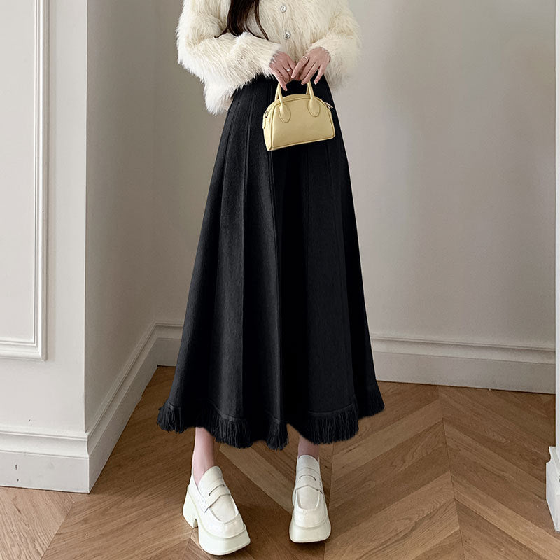Damen Eleganter Maxirock mit Fransen Shop Nory