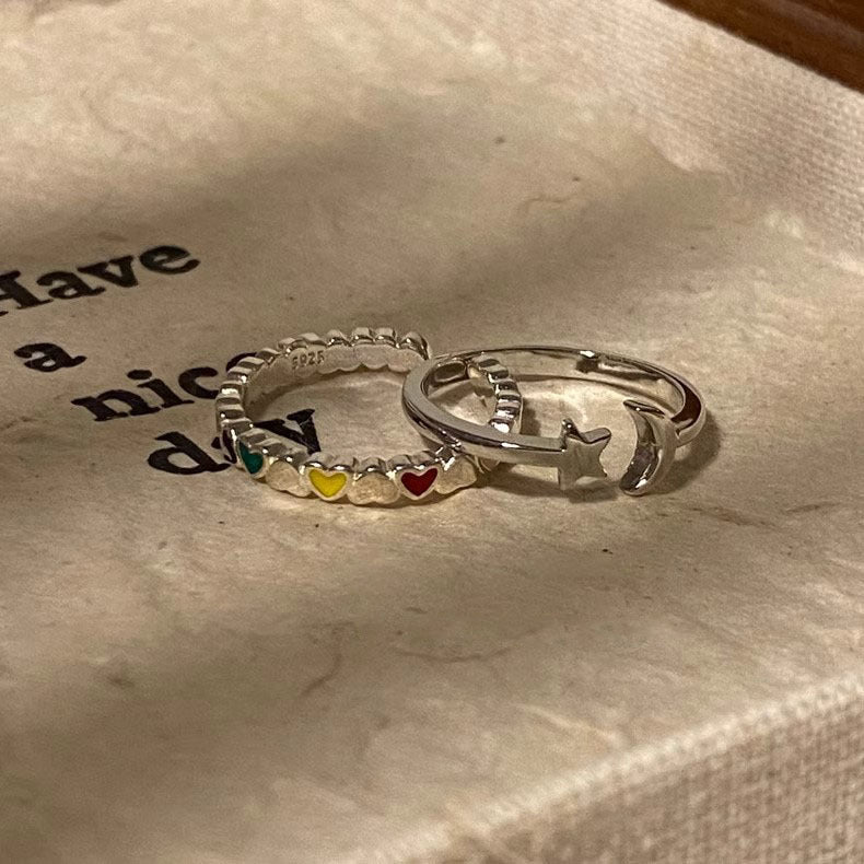 Damen Zierlicher Ring mit bunten Herz-Akzenten Shop Nory