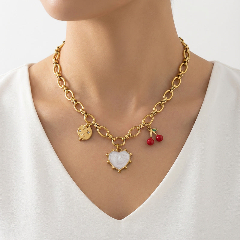 Damenkette mit Anhängern und herzförmigem Anhänger Shop Nory