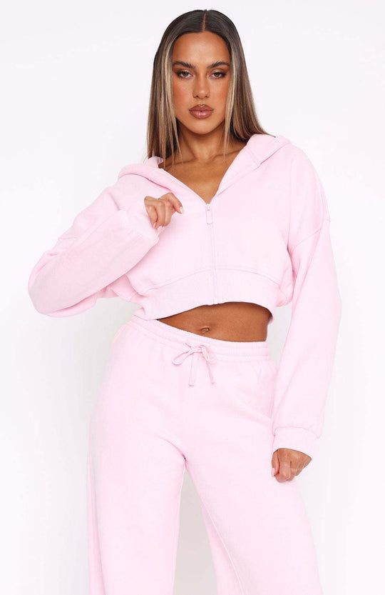 Damen moderner Cropped Hoodie und weite Jogginghose Set Shopnory