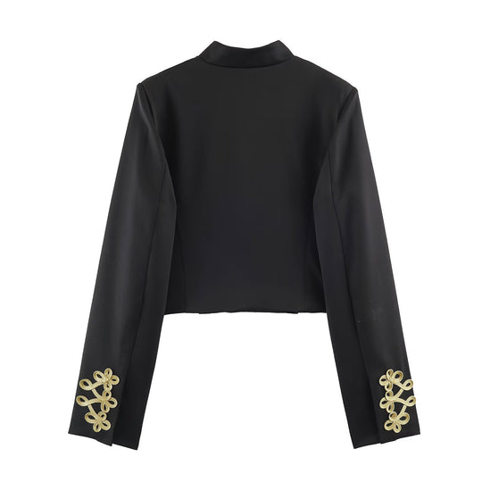 Damen Kurzjacke im Militärstil mit goldener Zierborte und Stehkragen Shop Nory