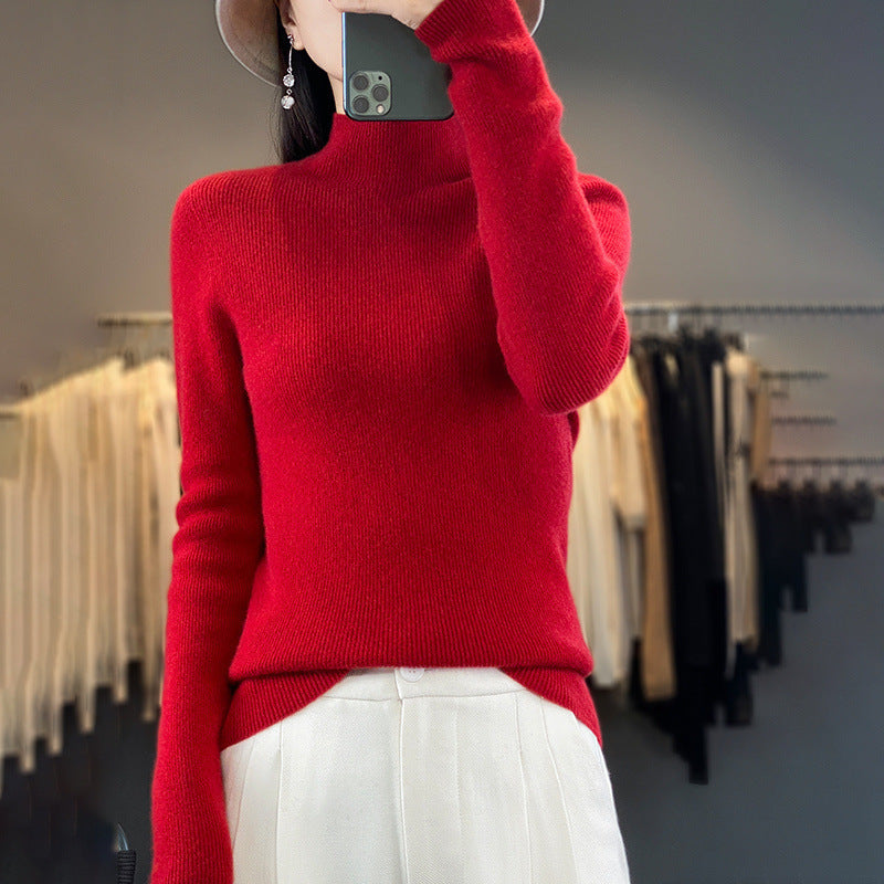 Damen Premium-Feinstrick-Mockneckpullover mit extra langen Ärmelabschlüssen und feiner Rippenstruktur Shop Nory