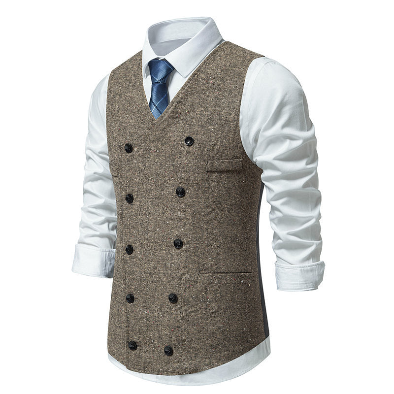 Herren elegante Anzugweste mit doppelt knöpfbarem Design und praktischen Taschen Shopnory