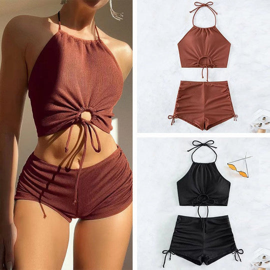 Damen Freizeit-Bikini-Set mit Raffungen