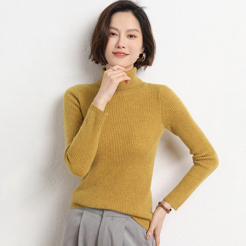 Damen Taillierter Feinstrick-Rollkragenpullover mit feiner Rippenstruktur und Kaschmir-Optik Shop Nory