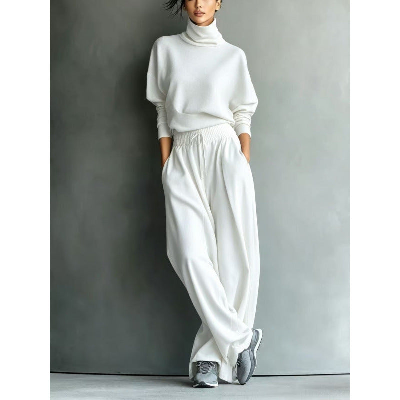 Damen Strick-Loungewear-Set mit Rollkragen und weiten Palazzo-Hosen Shop Nory