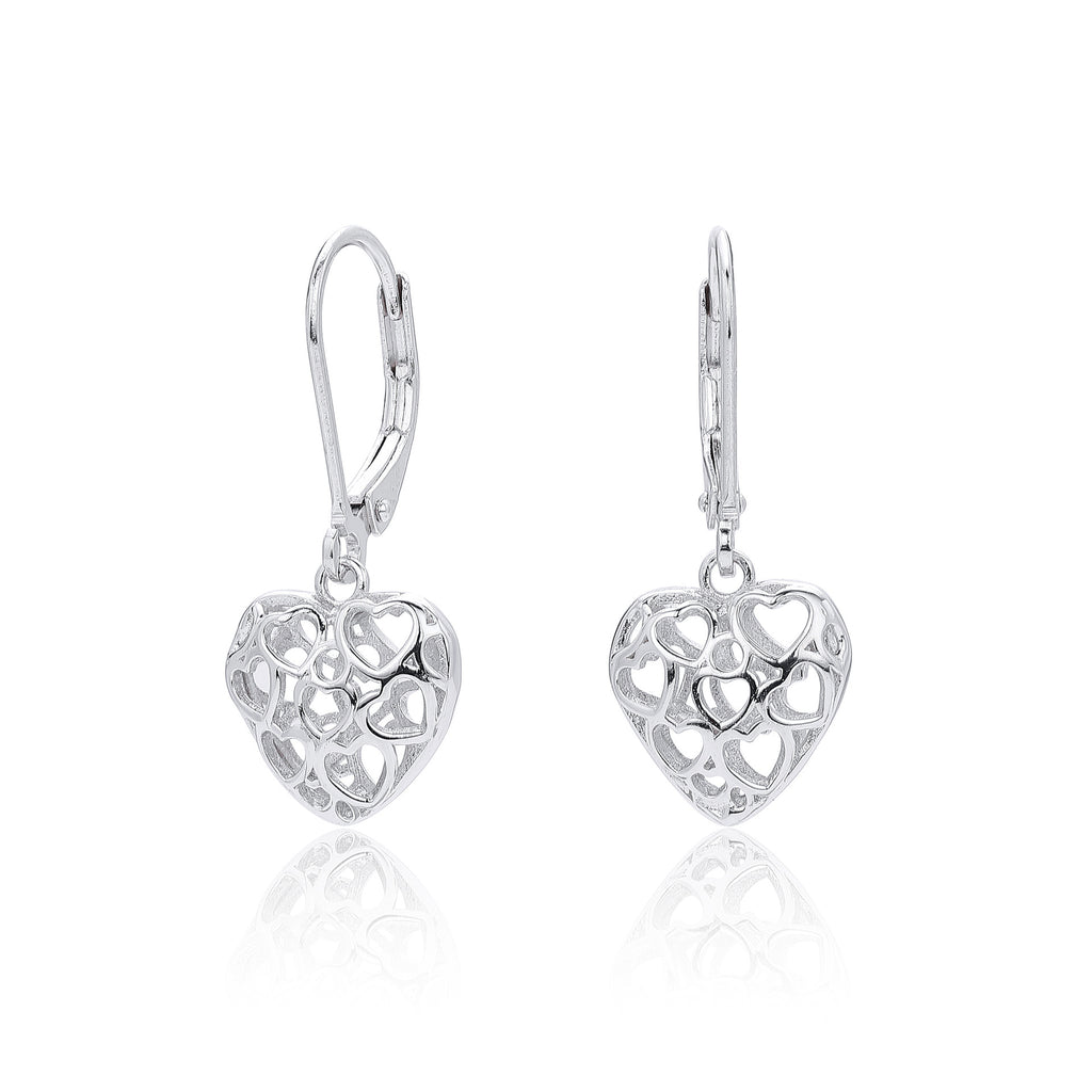 Damen Ohrhänger mit verspieltem Herzdesign aus 925 Sterling Silber Shop Nory