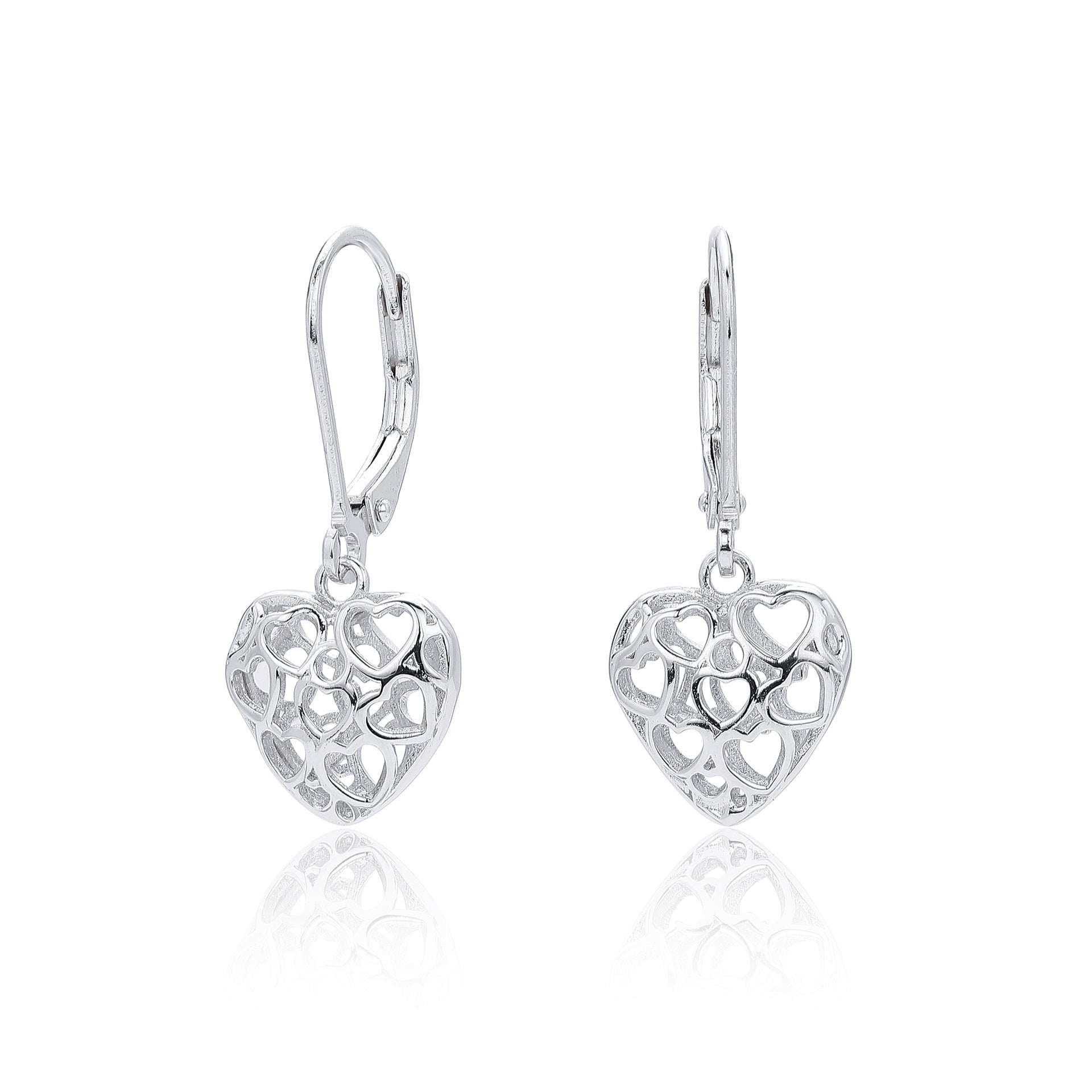 Damen Ohrhänger mit verspieltem Herzdesign aus 925 Sterling Silber Shop Nory