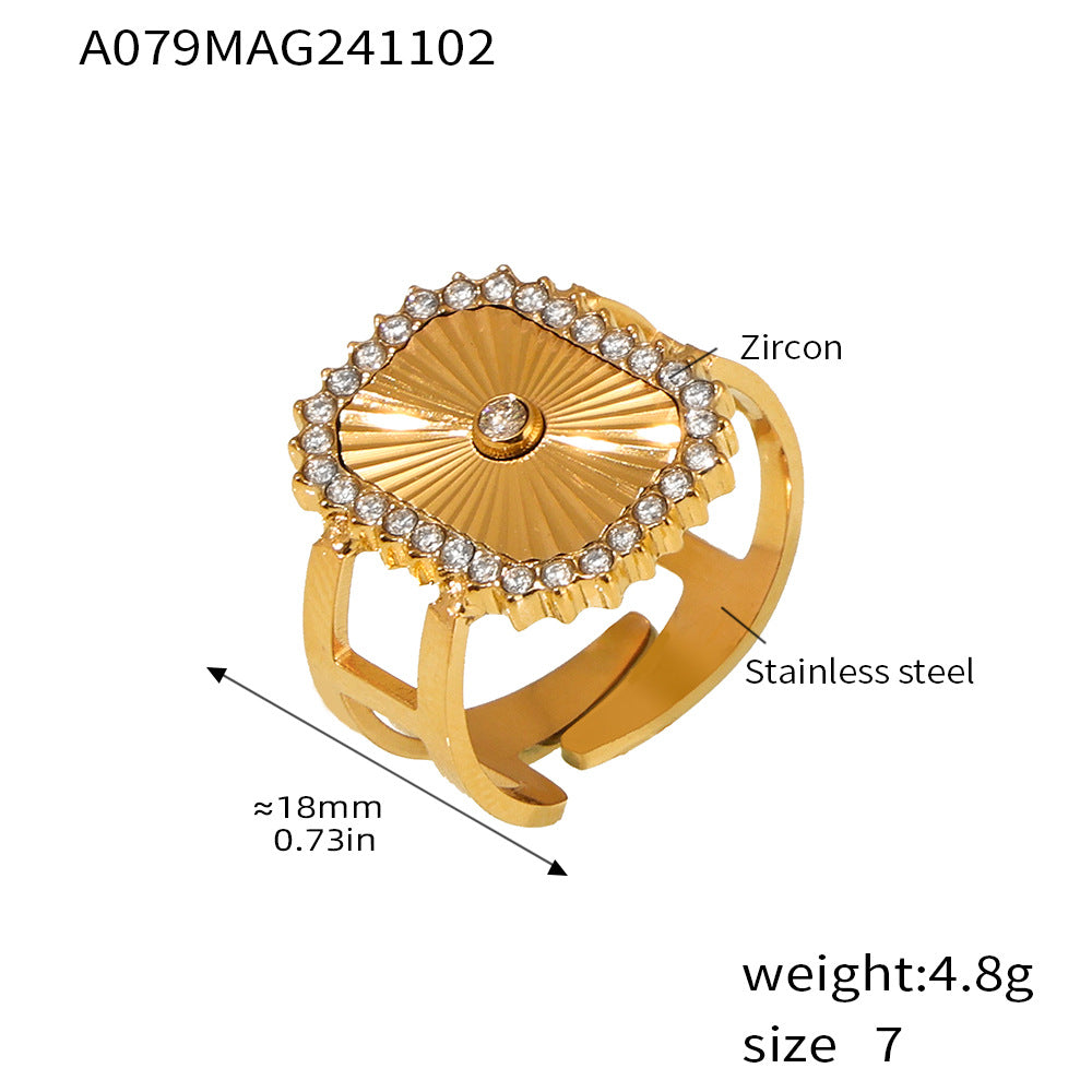 Damenring mit strukturiertem Design und Zirkonbesatz Shop Nory